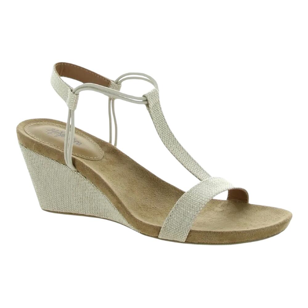 Style & Co Women's Mulan Wedge Heel Sandals Shine Canvas Size 9 1/2